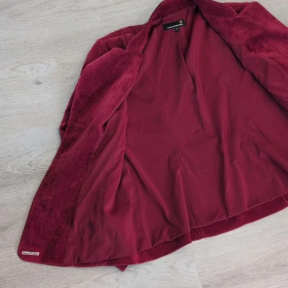 Laura Petites Burgundy Velvet Women's Blazer Size 12 - Picture 11 of 13